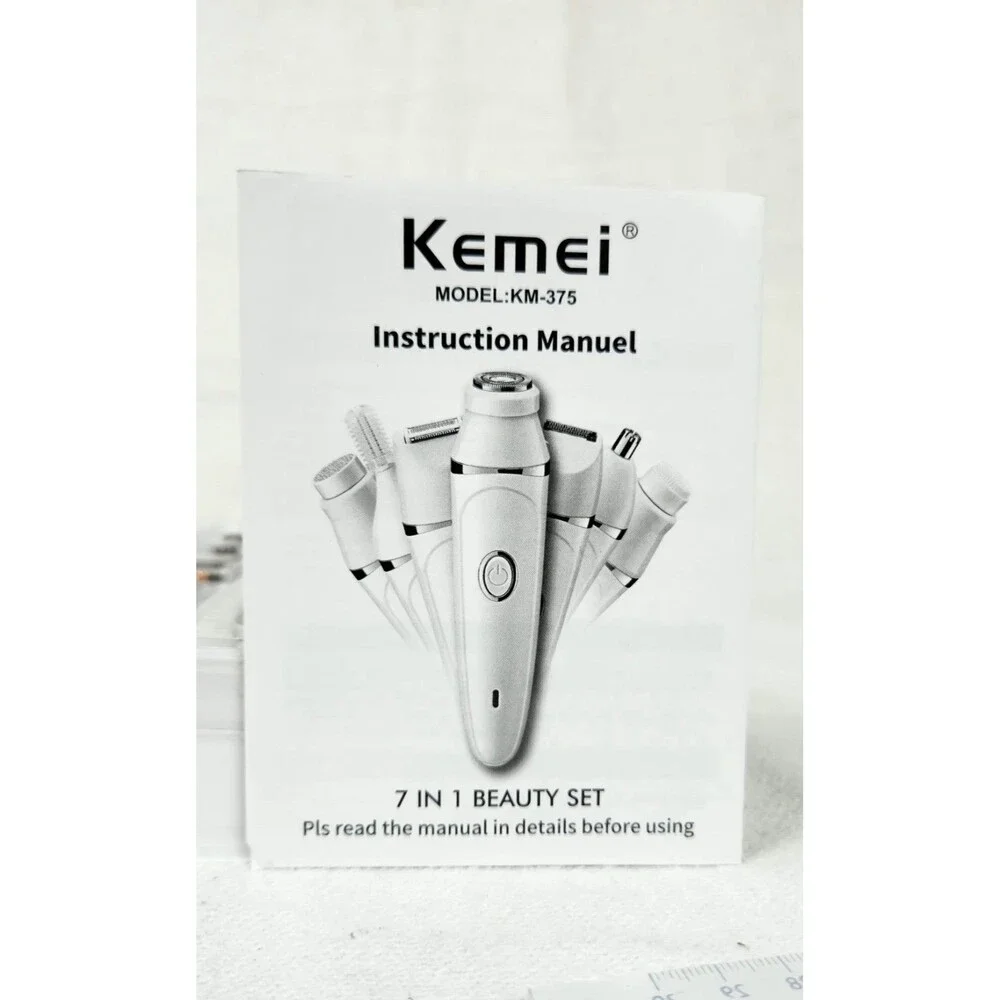 Kemei KM-375 7-in-1 Women's Cordless Body Shaver Wet/Dry USB Multi-Attachments